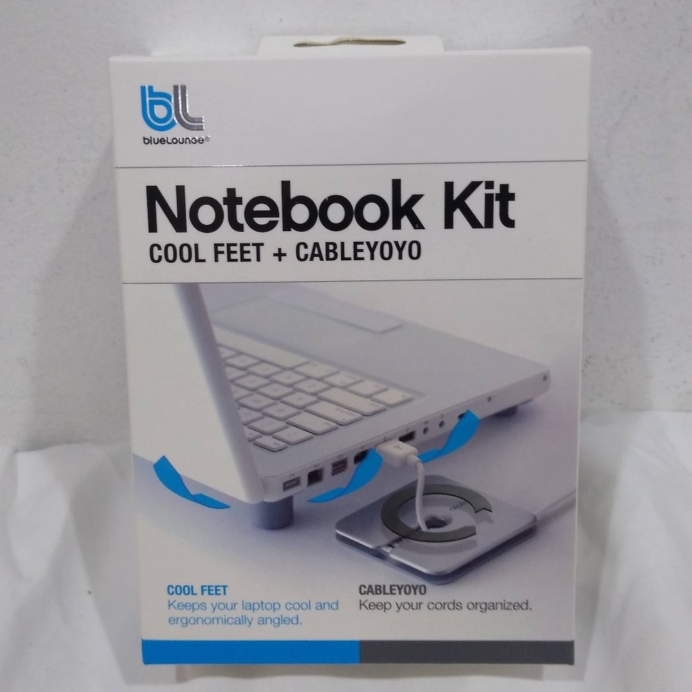 Bluelounge NBK-01-SL Notebook Kit W/Coolfeet, Cableyoyo & Adhesive Plates (NEW)